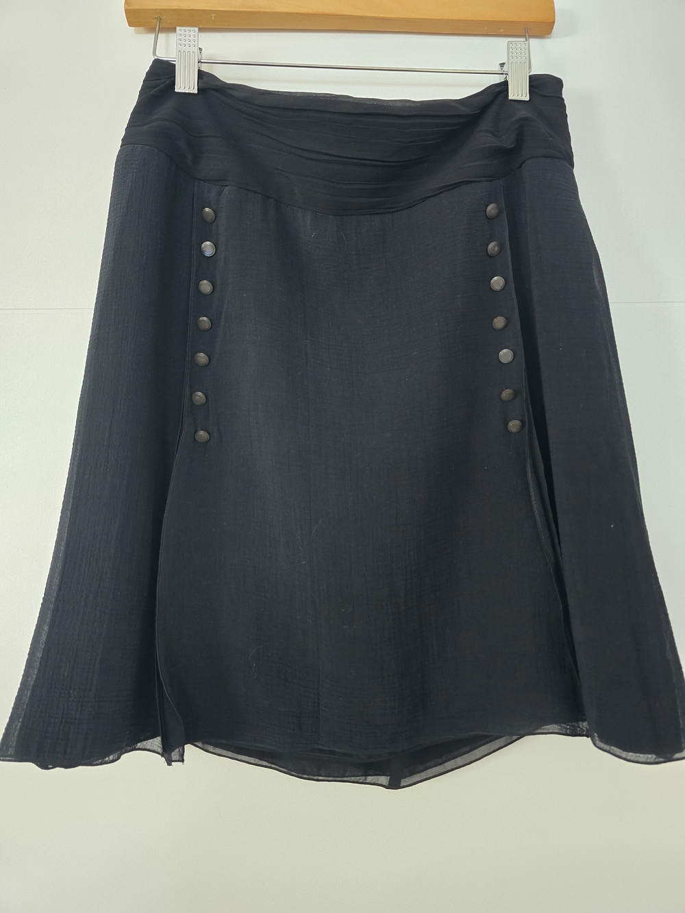Emporio Armani Black Silk Blend Pleated Mini Skirt |Made in Italy Size 42 (US 6)